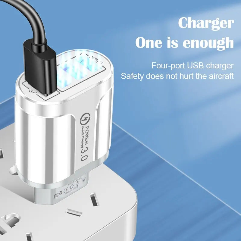 USB Charger Quick Charge 3 0 Fast Charging 4 Ports Wall Phone Adapter