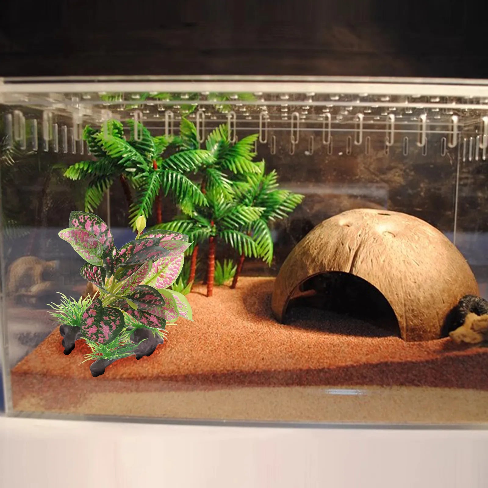Realistic Lifelike Artificial Reptile Plant Decor Terrarium Aquarium