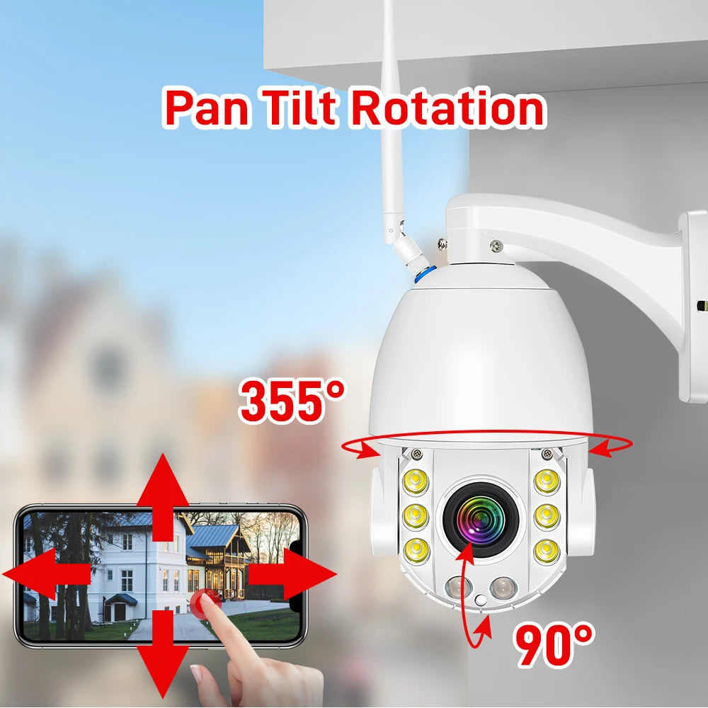 4K 8MP WiFi Security Camera Outdoor 50X Zoom 120M IR Distance PTZ Video IP Cam Auto Tracking Metal Shell Waterproof Surveillance Zpaxo