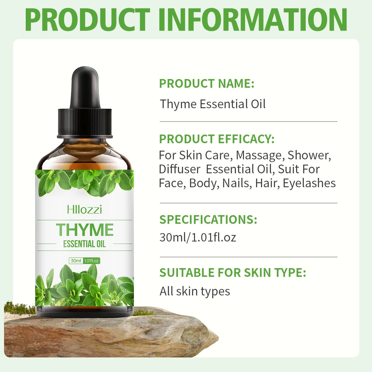 Thyme Essential Oil White Vanilla Rich Smell Skin Care Hair Hydrating Zpaxo