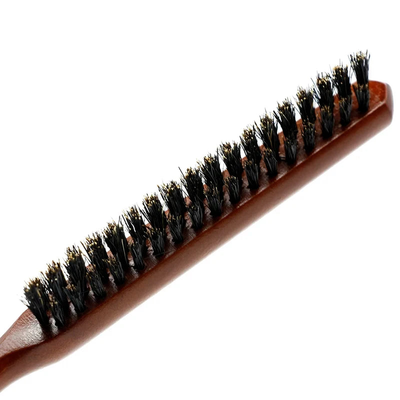 Hairbrush with natural boar bristles and wooden handle, anti-static, massages the scalp for professional styling. Zpaxo