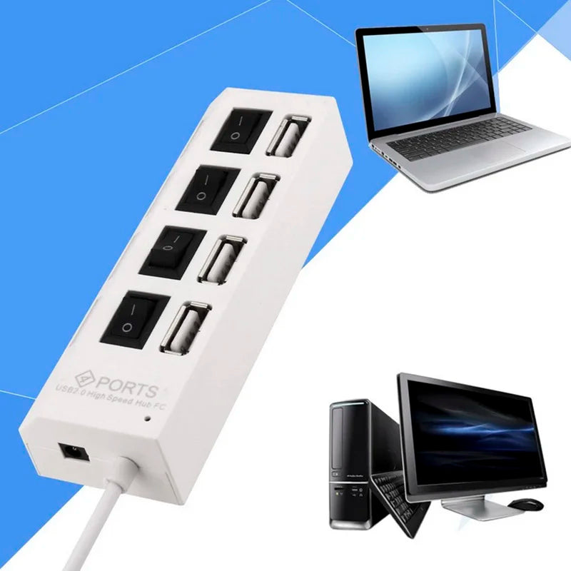 USB HUB 4 7 Port Multiple Expander OFF Switch Multi Splitter 4ports Zpaxo