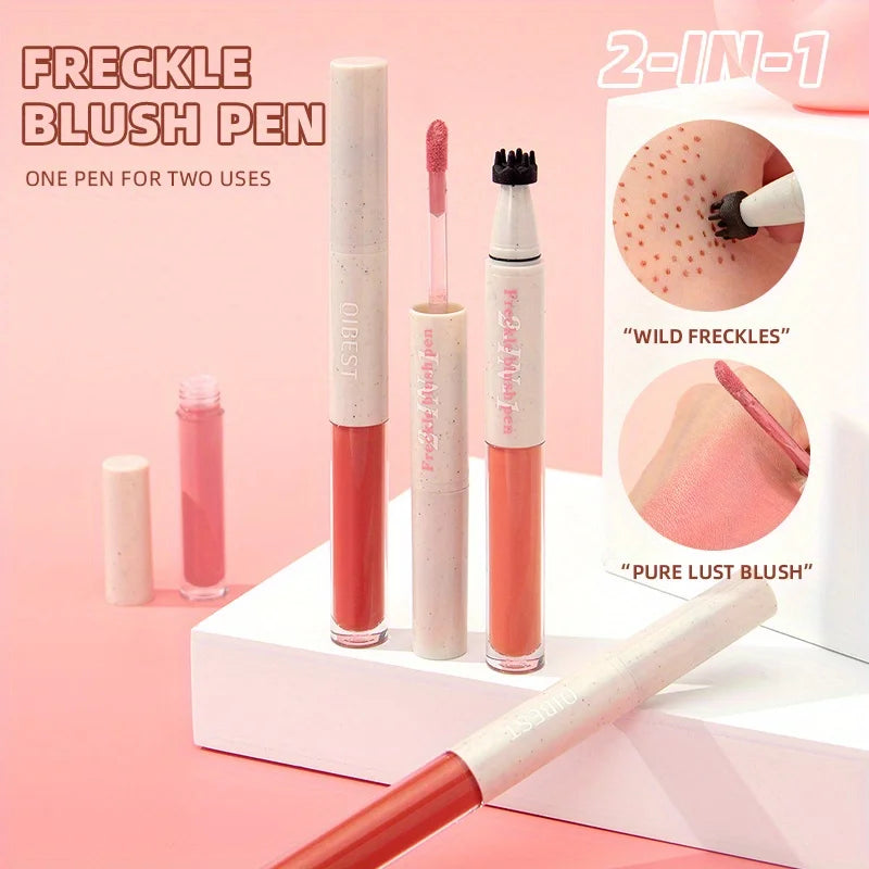 2 in 1 Freckle Blush Multi-pen Natural Wild Freckles + Atmospheric Blush Natural Color Rendering Double Head Double Effect Zpaxo