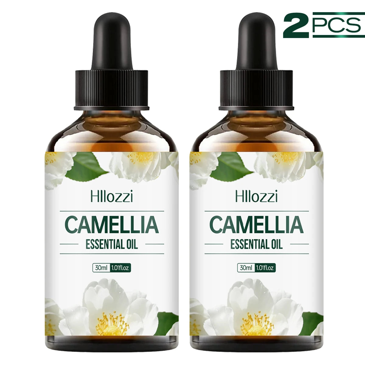 Camellia Oil Essential - Pure Natural Moisturizer for Face & Hair, Hydrating, Non - Greasy Multifunctional essential oil for all Zpaxo CAMELLIA 2PCS 30ml Flower