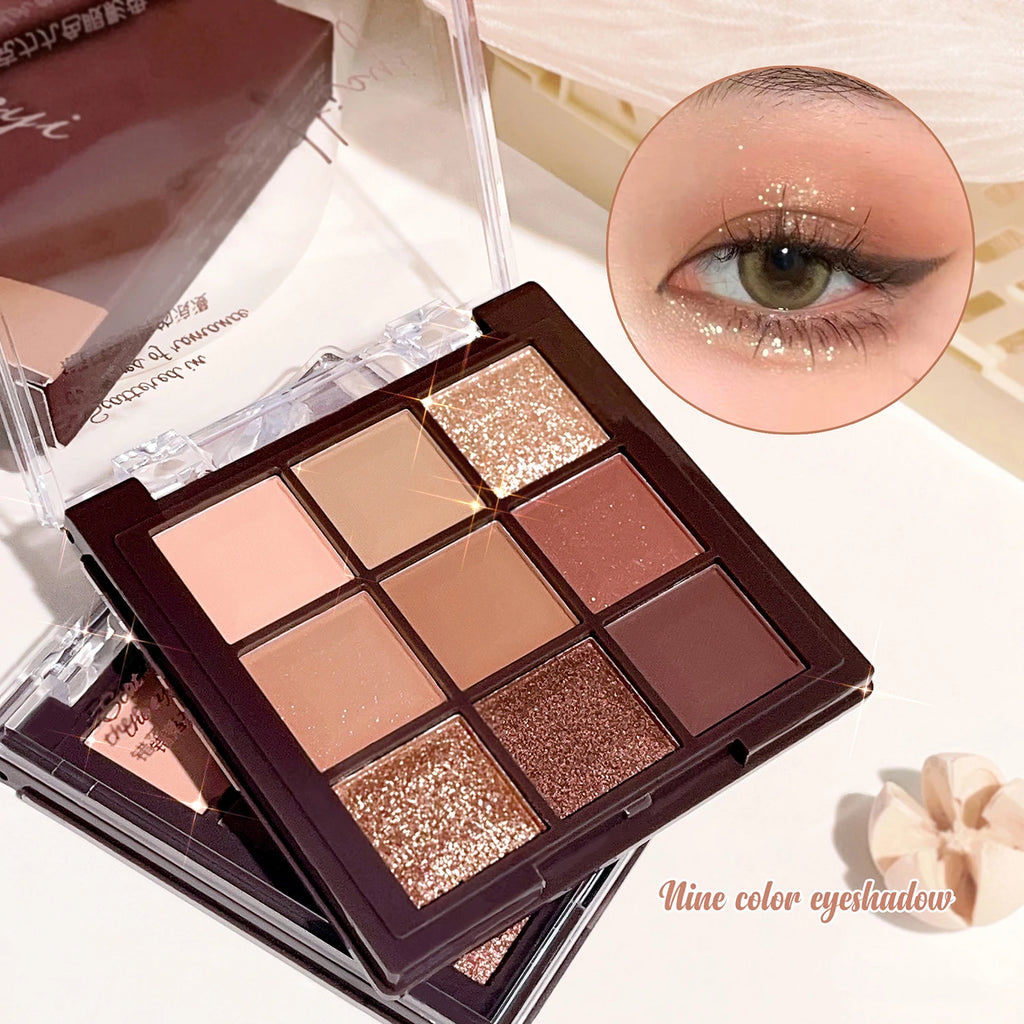 Eyeshadow palette, nine-color chocolate eyeshadow palette, pearlescent matte, large glitter, fine comprehensive palette Zpaxo