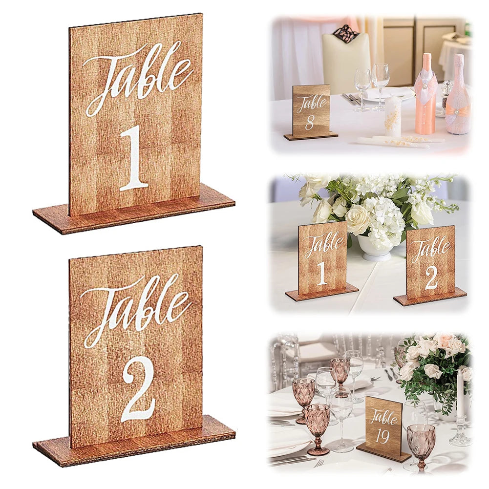 Wedding Centerpieces Wooden Base Tables Markers Bridal Banquet Table