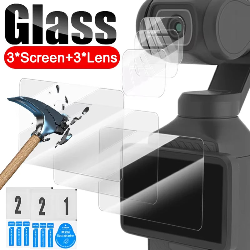 3Pcs/Set Tempered Glass Screen Protectors For DJI OSMO Pocket 3 Front Camera Lens Protective Films HD Clear Anti-scratch Cover Zpaxo