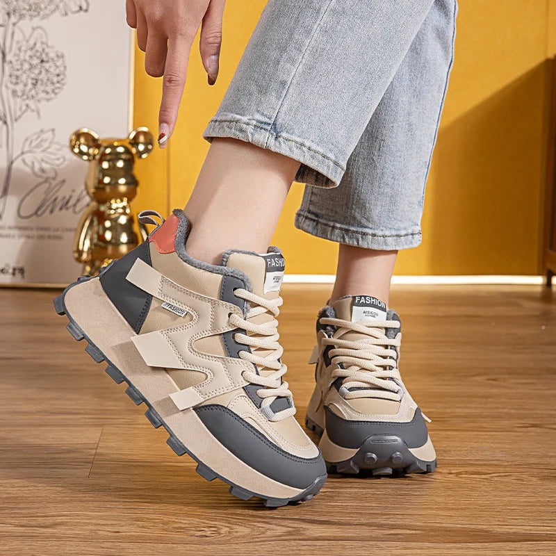Women's Sports Shoes Tennis Thick-soled Velvet Warm Winter Fashion Zpaxo