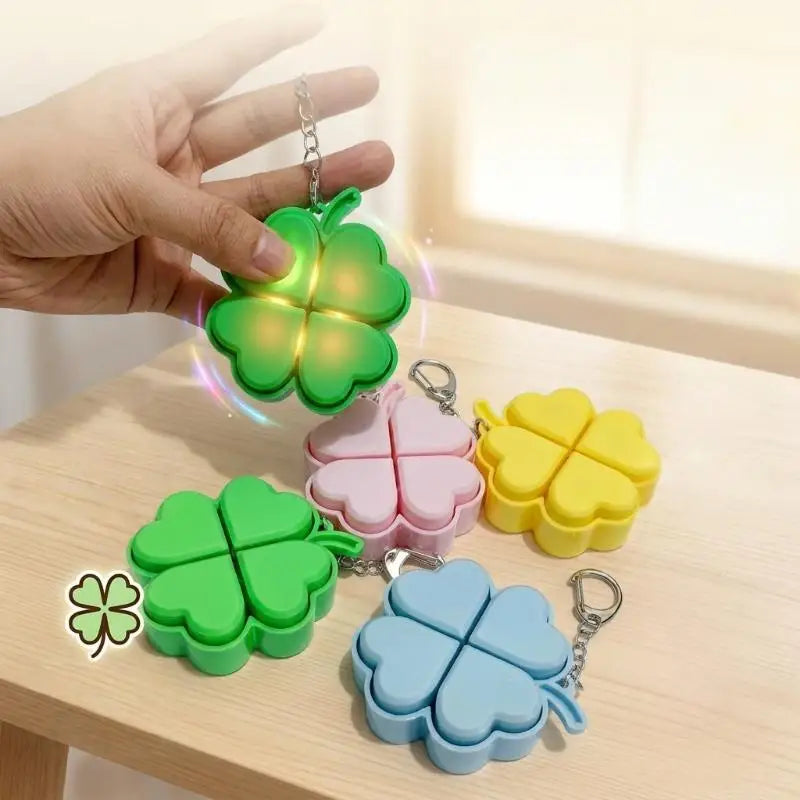 Lucky Four-Leaf Clover LED Light-Up Keychain Fidget Toy