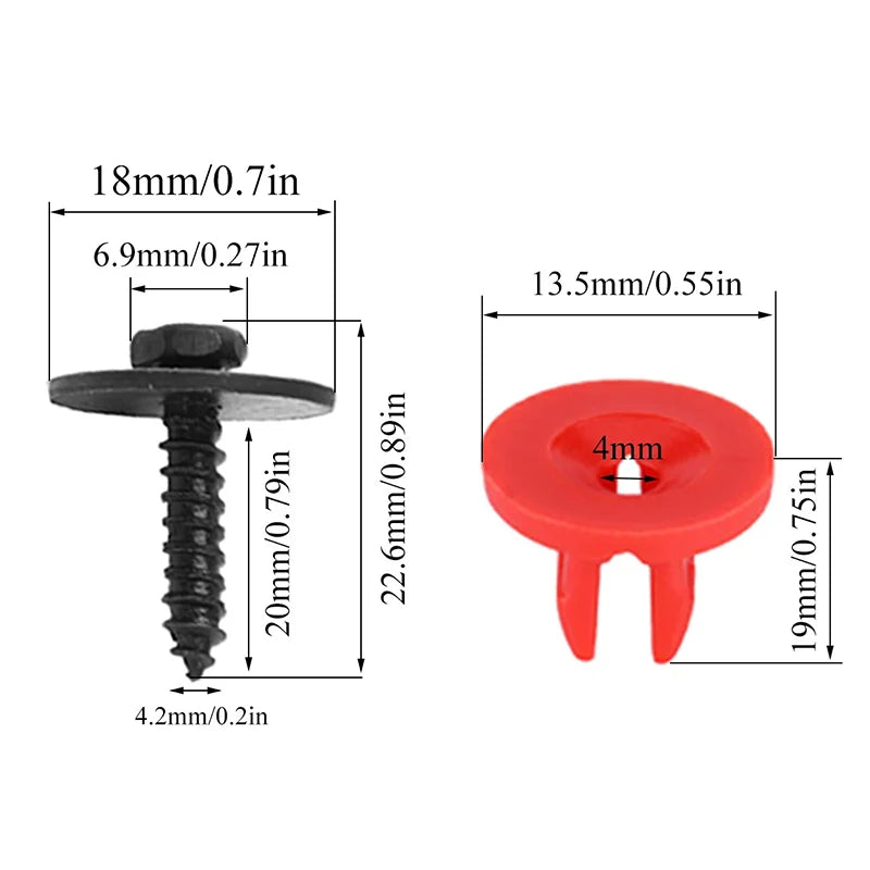 20-Pack Underbody Cover Clips & Screws – Ford Focus C-Max Mondeo