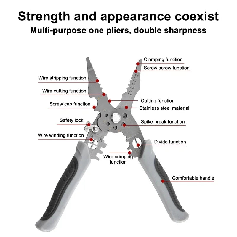 Wire Stripper Decrustation Pliers Adjustable Electrical Wire Stripping Tool Non-slip Wire Stripper Crimper For Electrical Cable Zpaxo