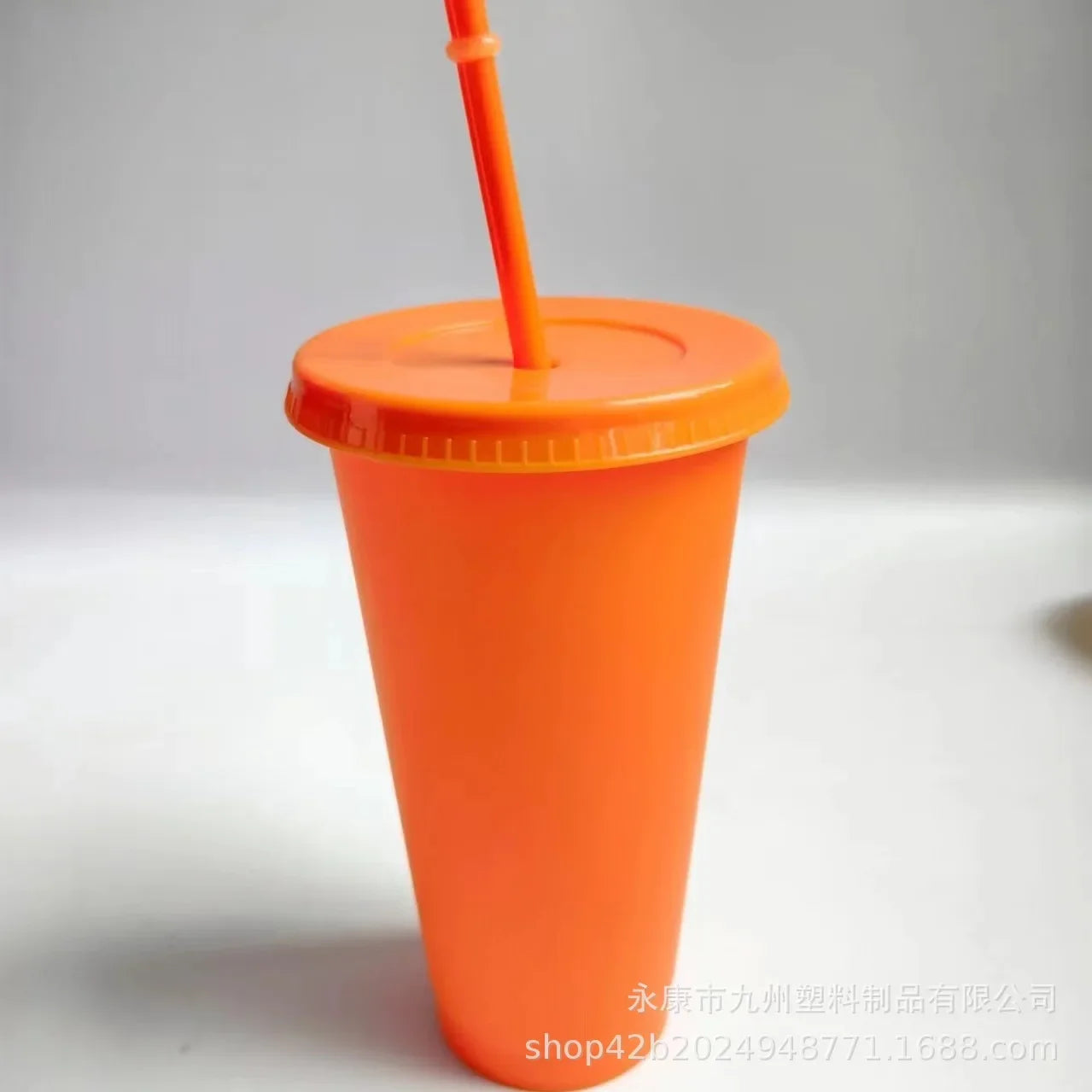 5pcs 710ml Assorted Solid Color Reusable 24oz Plastic Cold Cup Coloured Cup Colored Straw Cup Glasses with Straw and Lid liyi Zpaxo 5pcs orange 701-800ml