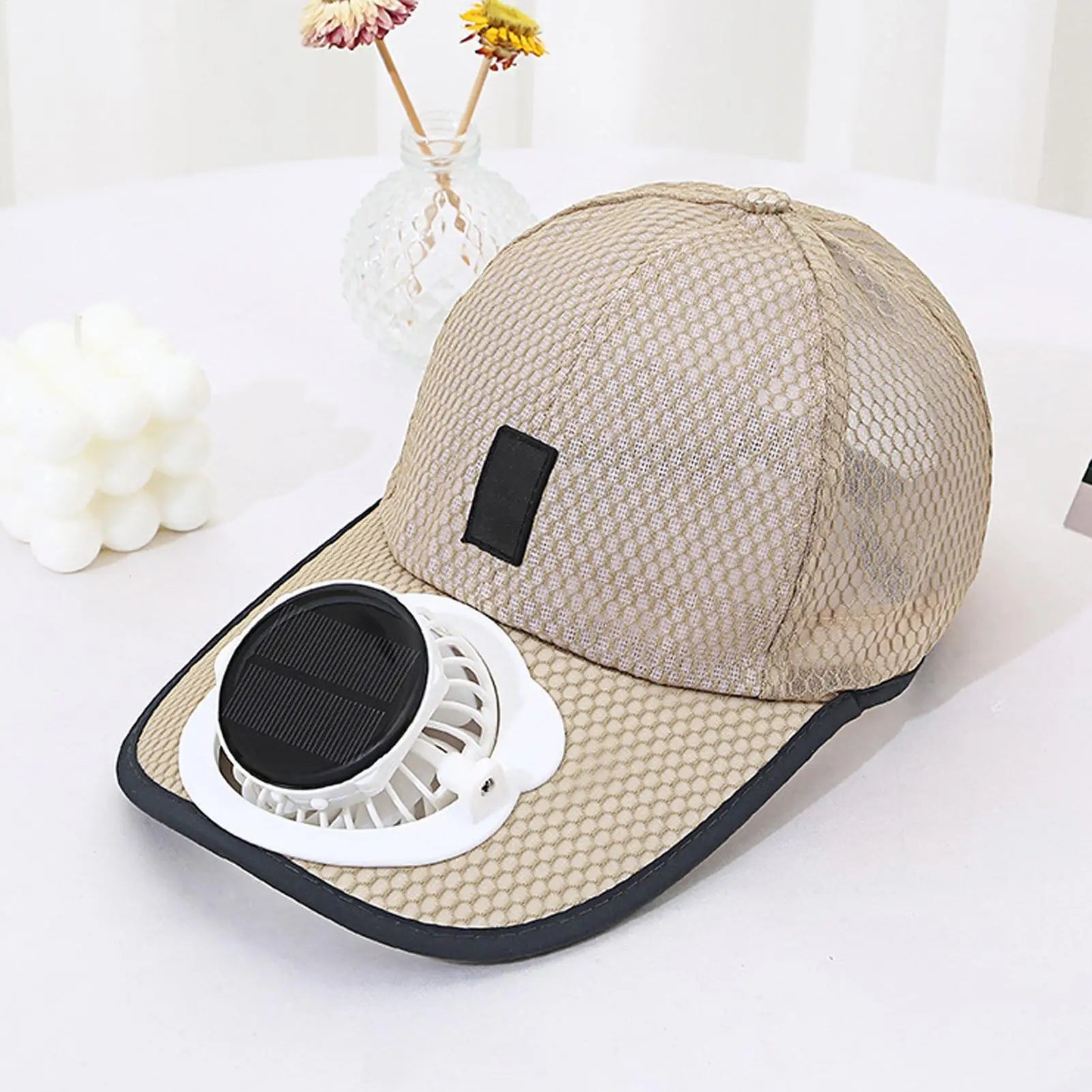 Solar Cooling Fan Baseball Caps 3 Speed USB Breathable Wide Brim Sun