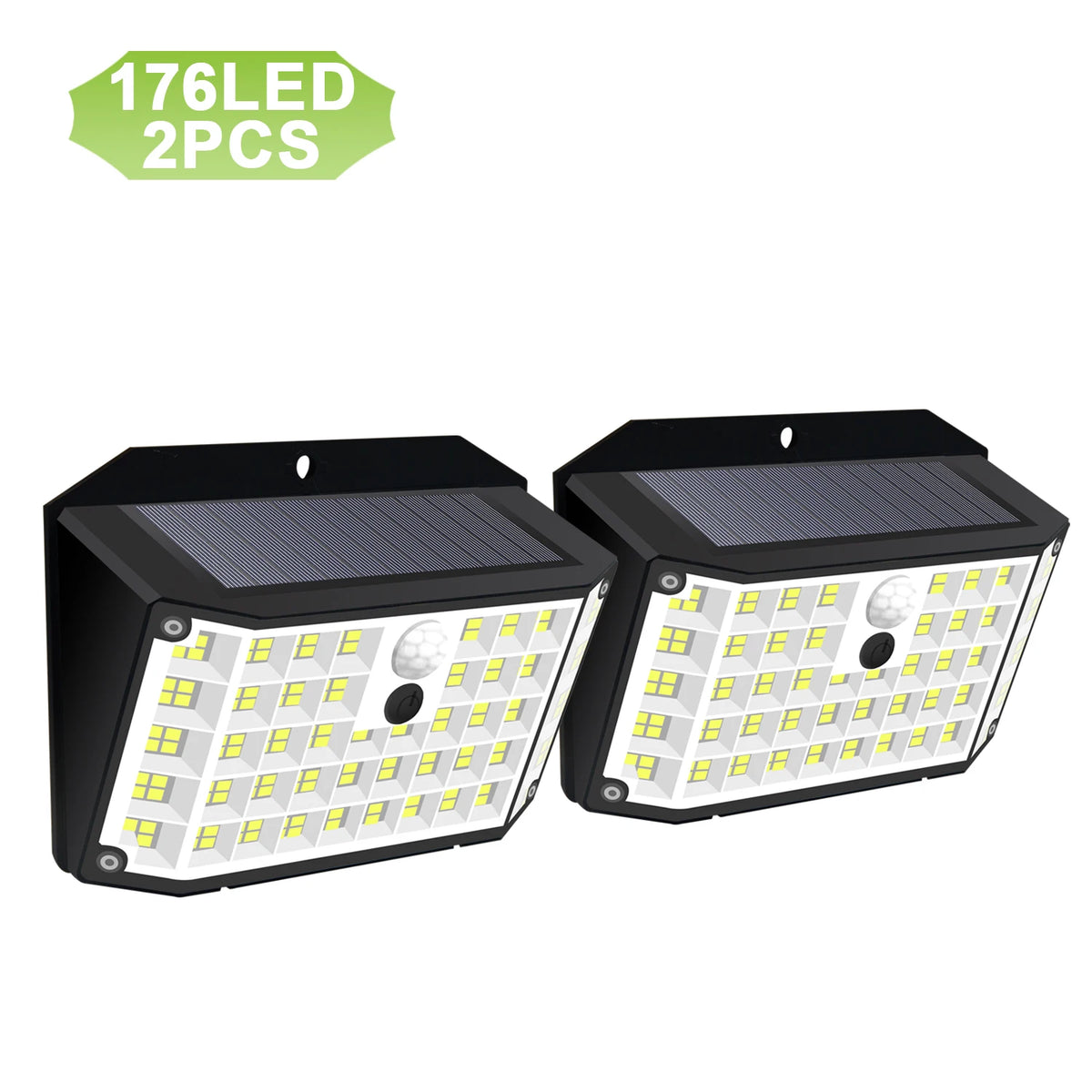 Solar Outdoor Lights 176 LED Solar Powered Motion Sensor Flood Lights IP65 Waterproof 3 Modes Wall Lamp For Outside Porch Yard Zpaxo 2PC