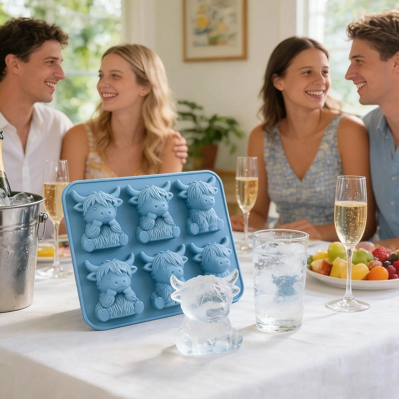 Cube Ice Mold 6 Cavity Easy Release Silicone Tray Funny Animal Shape