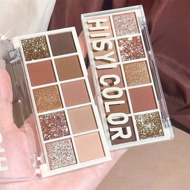 10 Colors Shimmer Matte Eyeshadow Palette Nude Glitter Shiny Pigment Eye Shadow Long Lasting Waterproof Make Up Palette Cosmetic Zpaxo