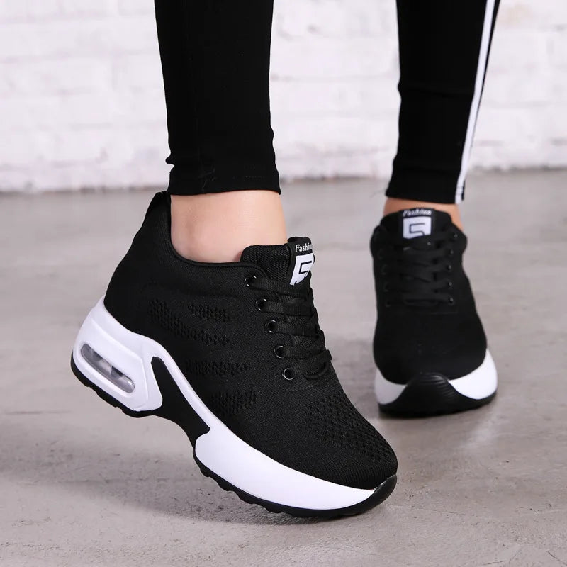 Women's Platform Mesh Breathable Sneakers Womens Spring Casual Wedge Zpaxo