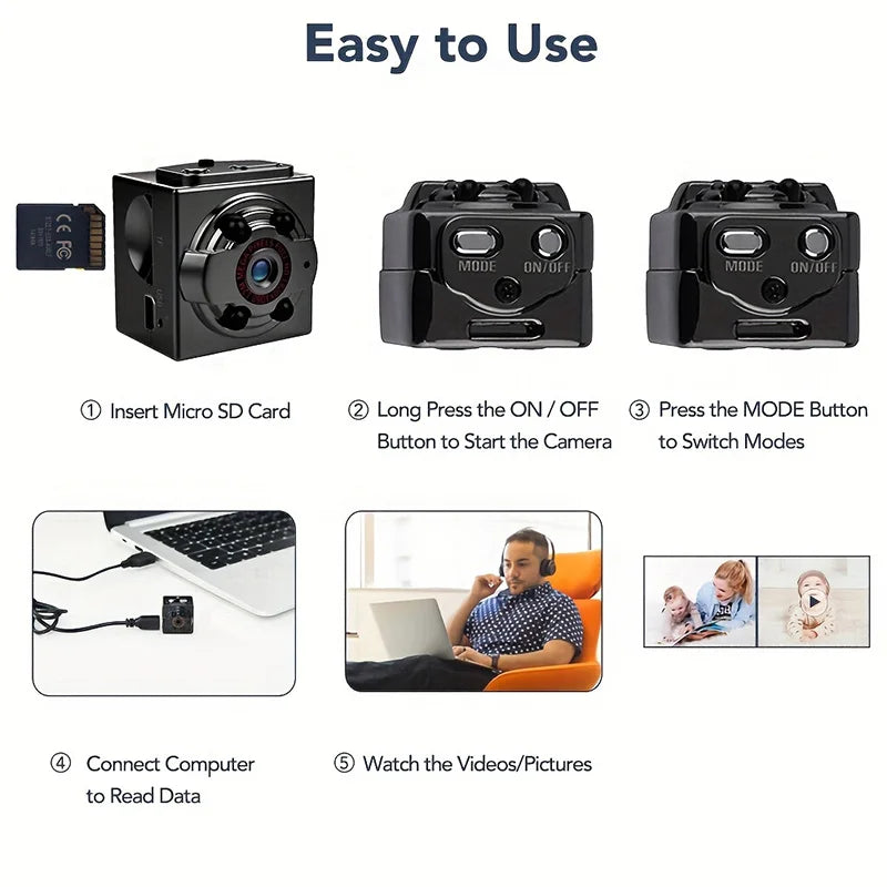 Mini Camera HD 1080p Portable Small Cam Night Vision Motion Detection