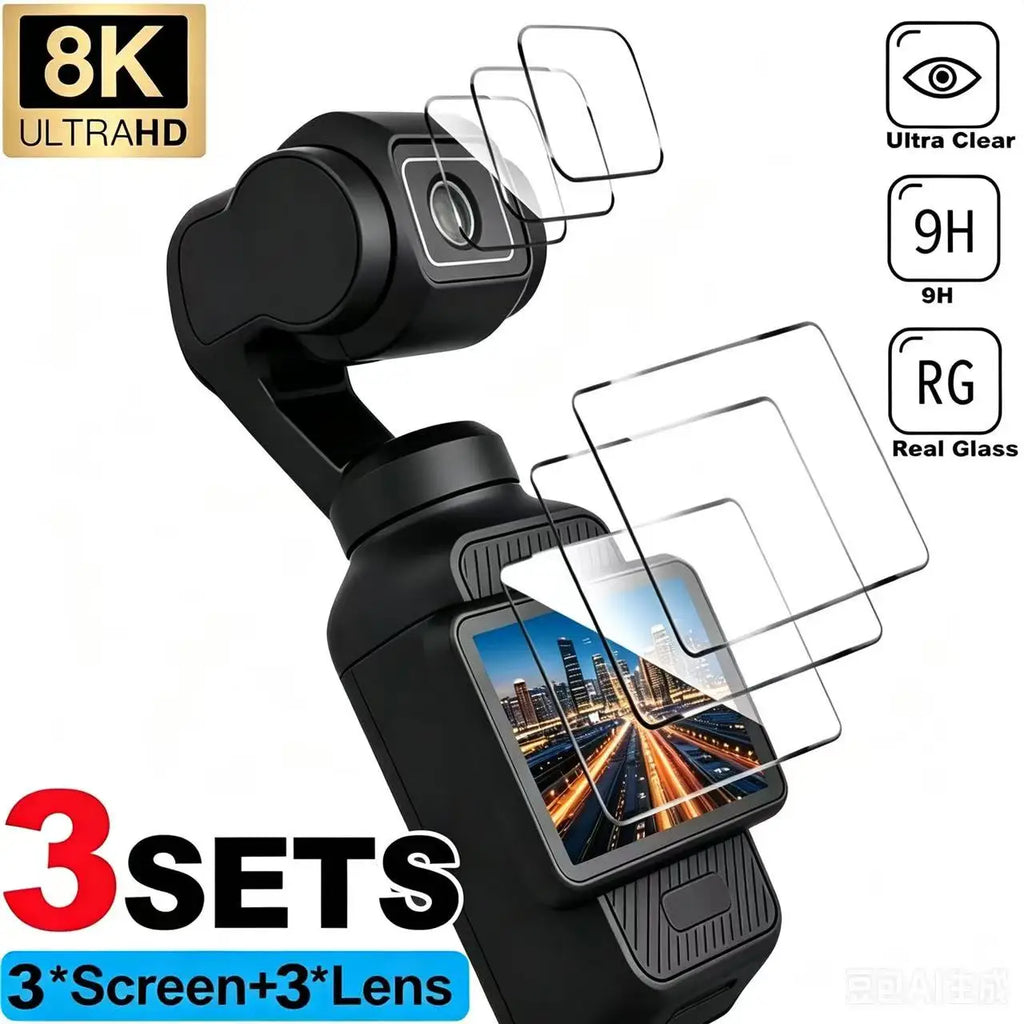 1- Tempered Glass Film DJI OSMO Pocket 3 Screen Protector 9H Hardness