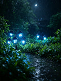 This Retro-style Solar-powered Outdoor Lantern Has Six Built-in Blue