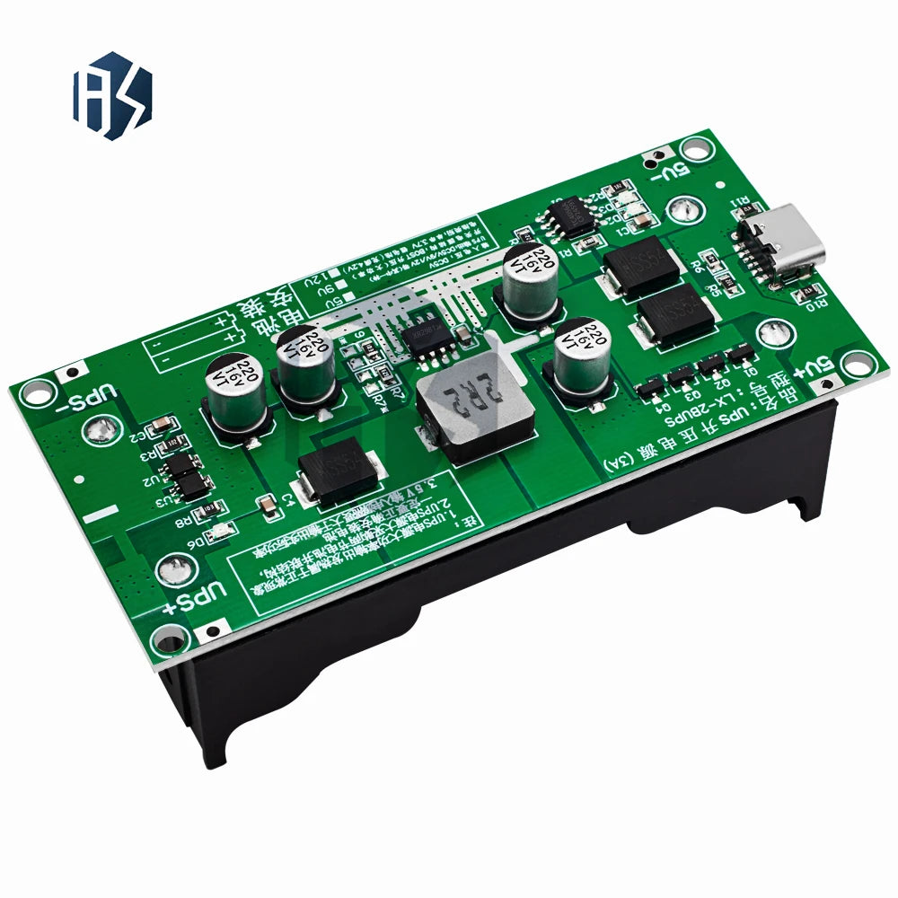 Type-C 15W 3A Fast Charger Module for 18650 Li-ion Batteries, DC-DC Step-Up Boost Converter with 5V/9V/12V Output Zpaxo