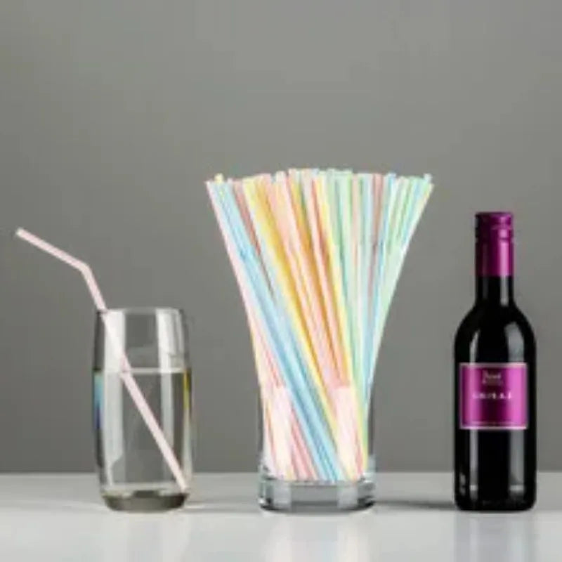 1000pcs Plastic Drinking Straws Disposable Straws Colorful Straws Wedding Party Birthday Milktea Juice Straw Bar Accessories Zpaxo