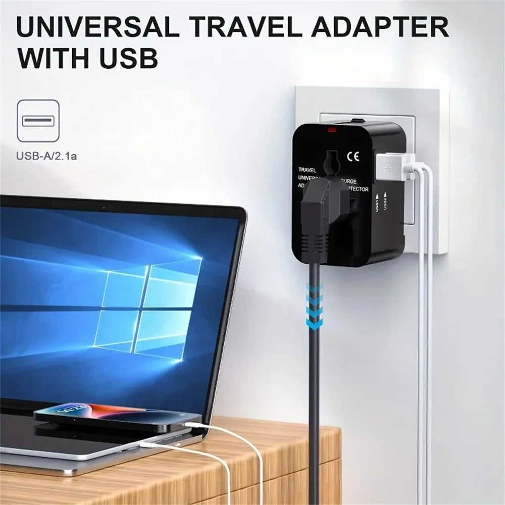 Universal Worldwide Travel Adapter Multi Plug Outlet USB Type C Socket Multi Ports Wall Adapter For EU/UK/USA Cell Phone Charger Zpaxo