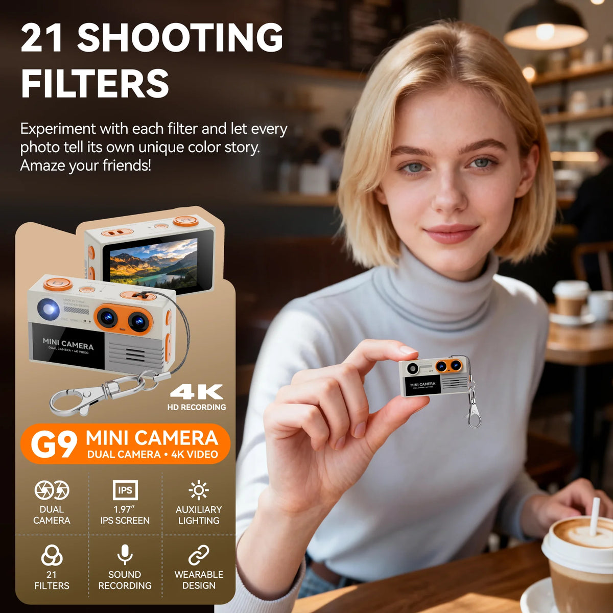 G9 Palm-Sized Mini Digital Camera 1.97inch Screen with Flashlight Multiple Filters Keychain Portable Digital Camera For Gift NEW Zpaxo