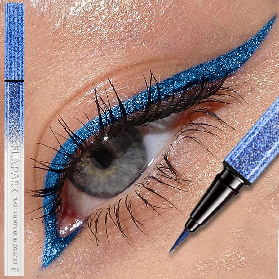 Bule Shimmer Waterproof Eyeliner Pen High-shine Liquid Korean Makeup