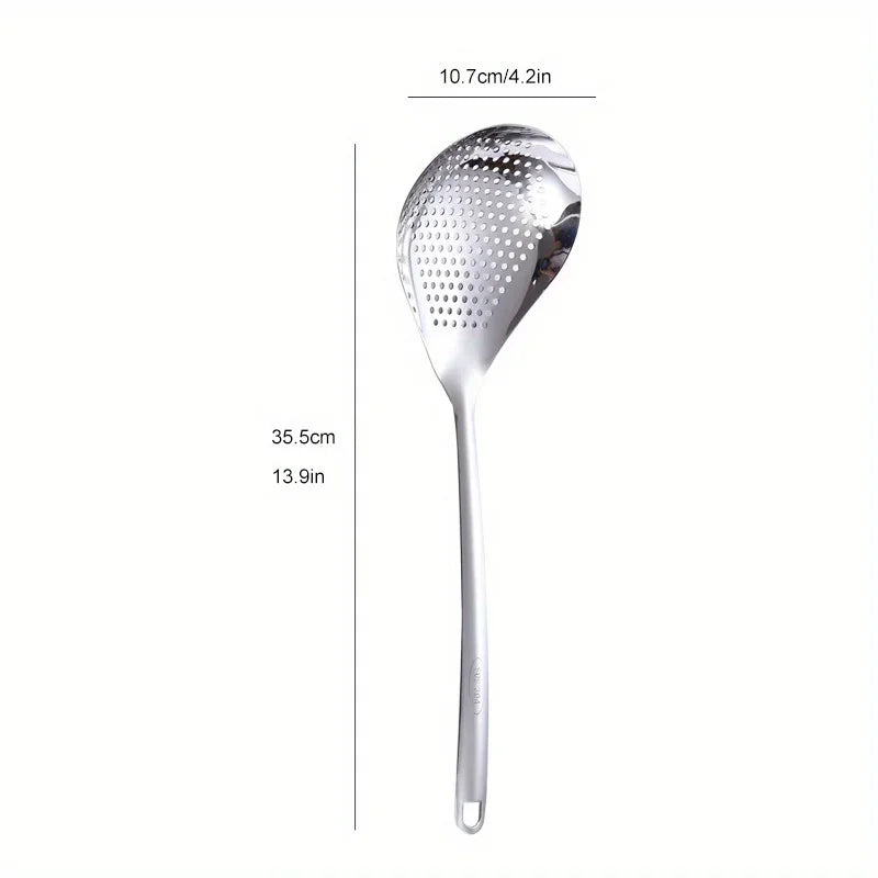Large Durable Stainless Steel Colander Skimmer Spoon Heavy Duty Food