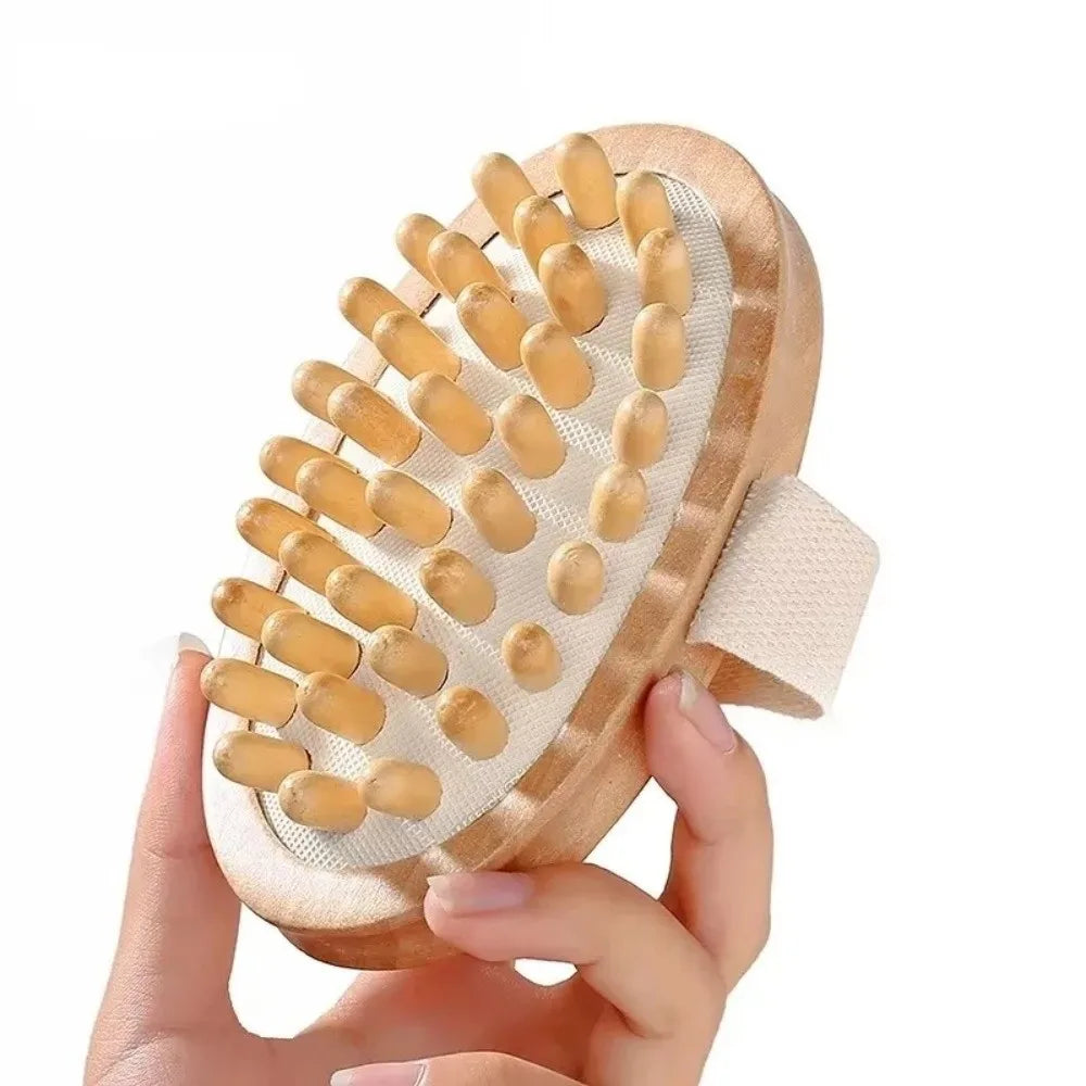 Portable Body Shaping Brush Air Cushion Design Manual Wooden Massager Lightweight Scalp Massage Brush Muscle Relaxation Zpaxo
