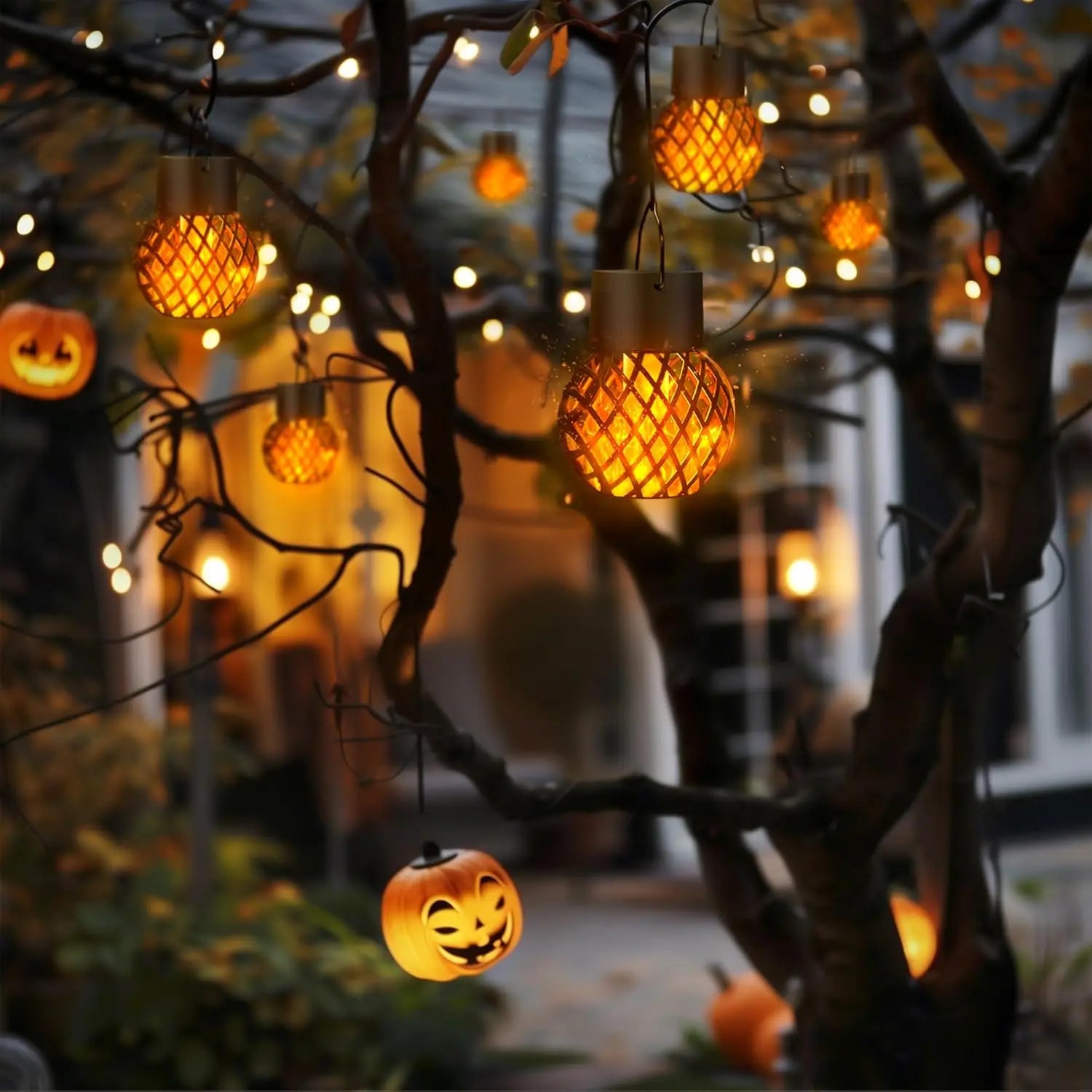 1- Solar LED Outdoor Flame Effect Hanging Lantern Waterproof Garden Zpaxo