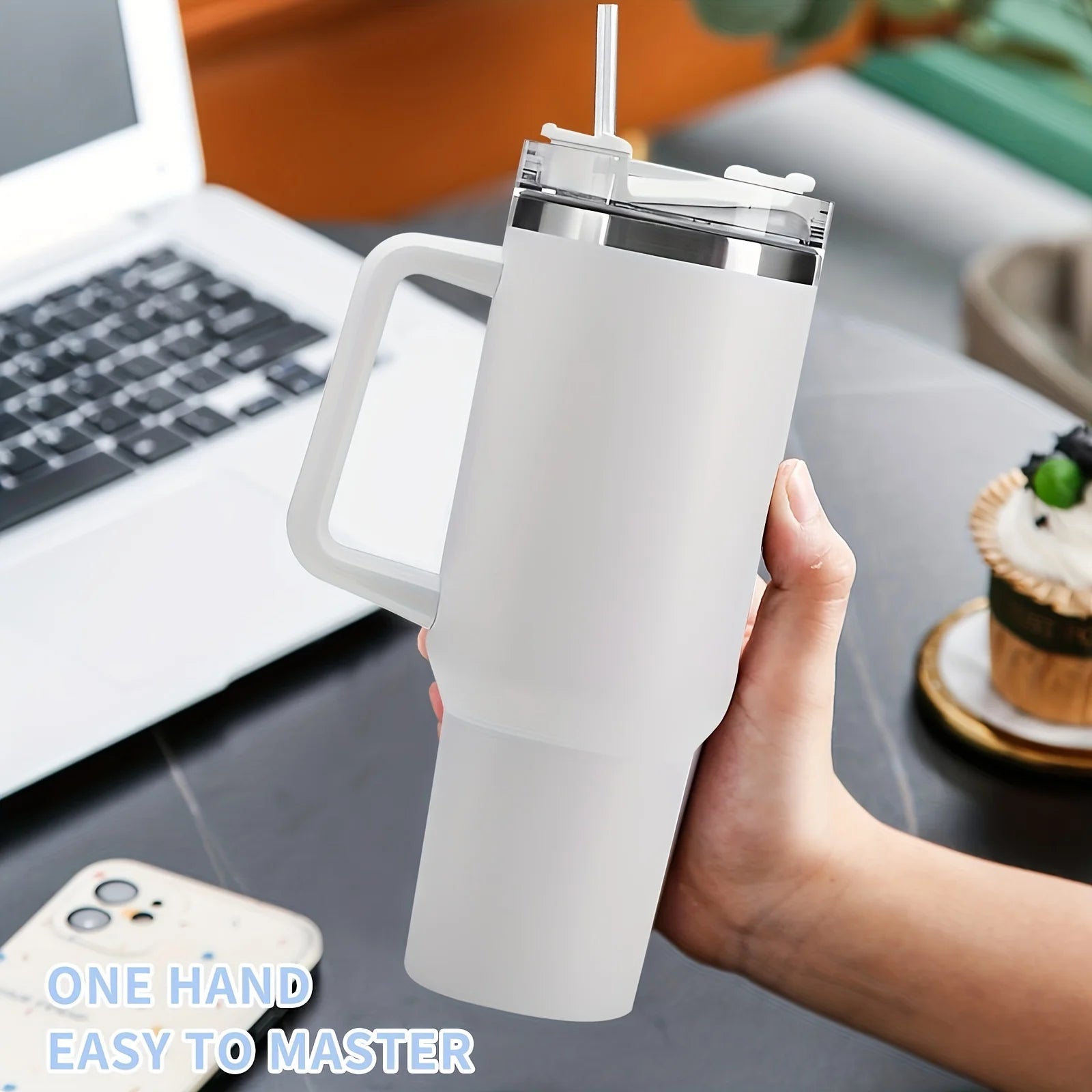 40oz Tumbler Vacuum Insulated Thermos Custom Travel Cup Stainless Steel Water Bottle Coffee Mugs With Handle Outdoor Drinkware Zpaxo