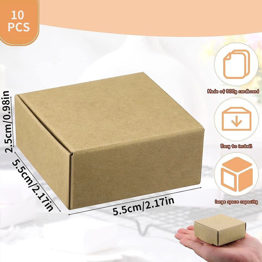 10Pcs Small Kraft Paper Gift Boxes 2.16'' x 2.16'' x 0.98'' for Ornaments Earring Jewelry Wrapping Packaging Cardboard Boxes Zpaxo Kraft 5.5x5.5x2.5cm