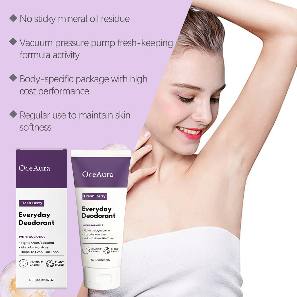 Fruity Scent Fresh Deodorant Cream, Cleans Underarm Odor, Summer Cool, Daily Body Care Cream, Nourishes & Softens Skin Zpaxo