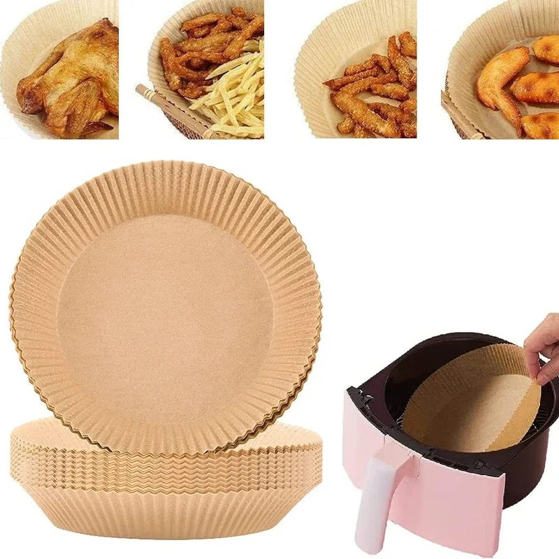 50pcs/set Disposable Air Fryer Paper Liner 20CM Oil-proof Water-proof Airfryer Disposable Cooking Paper Trays Baking Paper Zpaxo