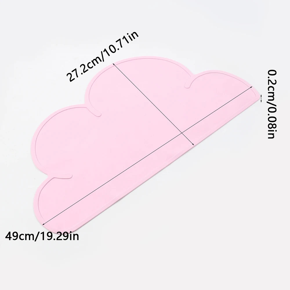 Silicone Pet Food Mat Cloud Shape Dog Cat Bowl Mat Anti-Slip Waterproof Pet Feeding Mat Placemat Zpaxo Pink as picture show
