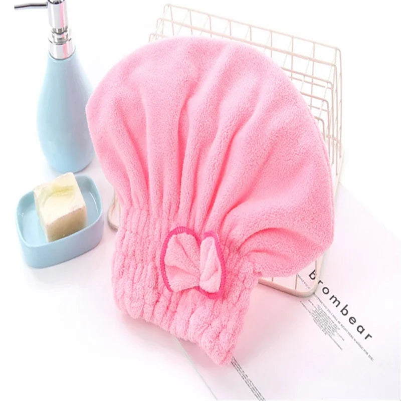 1Pc Women Hair Cap Microfibre Quick Hair Drying Bath Spa Bowknot Cap Wrap Towel Hat for Bath Bathroom AccessoriesShower Cap Zpaxo
