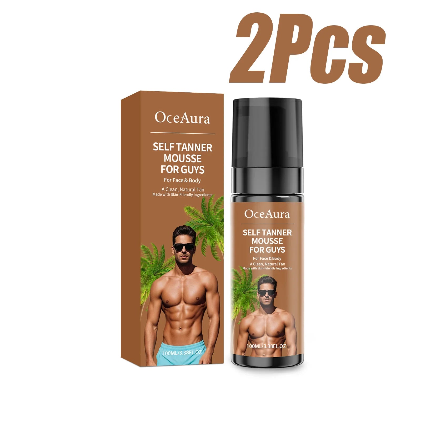 OceAura Self Tanner Mousse – Streak-Free Sunless Tanning Foam Self Tanning Mousse Zpaxo 2 x 100ml Boxed