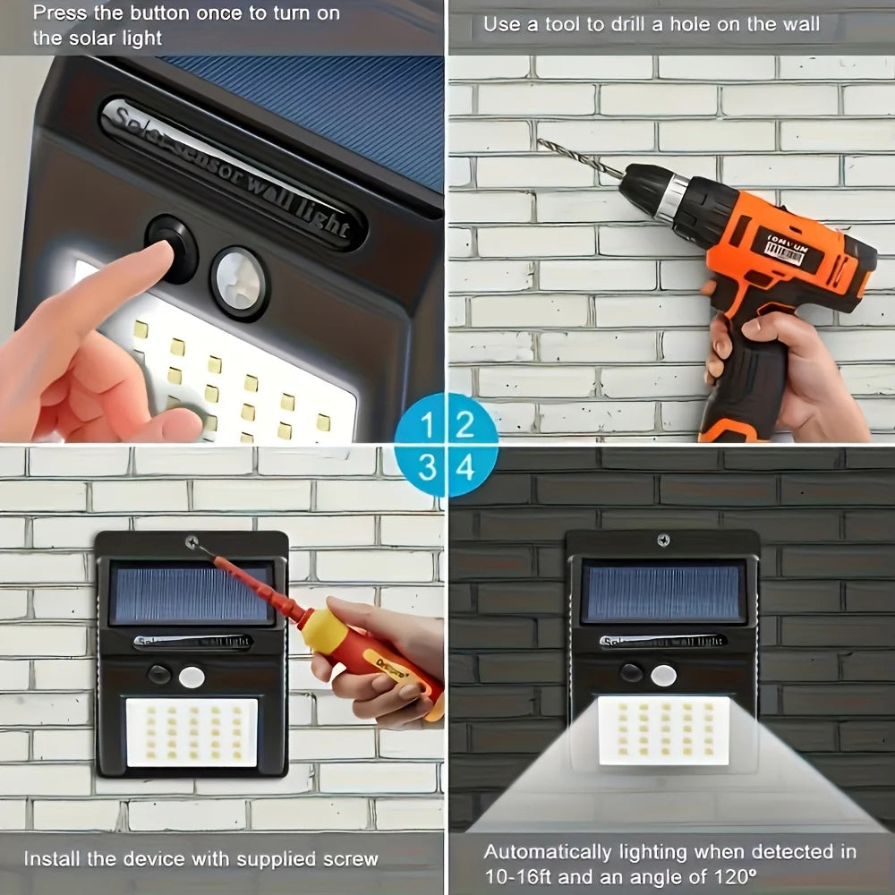 PIR Motion Sensor 20 30LED Sunlight Control 3 Sided Solar Energy Zpaxo
