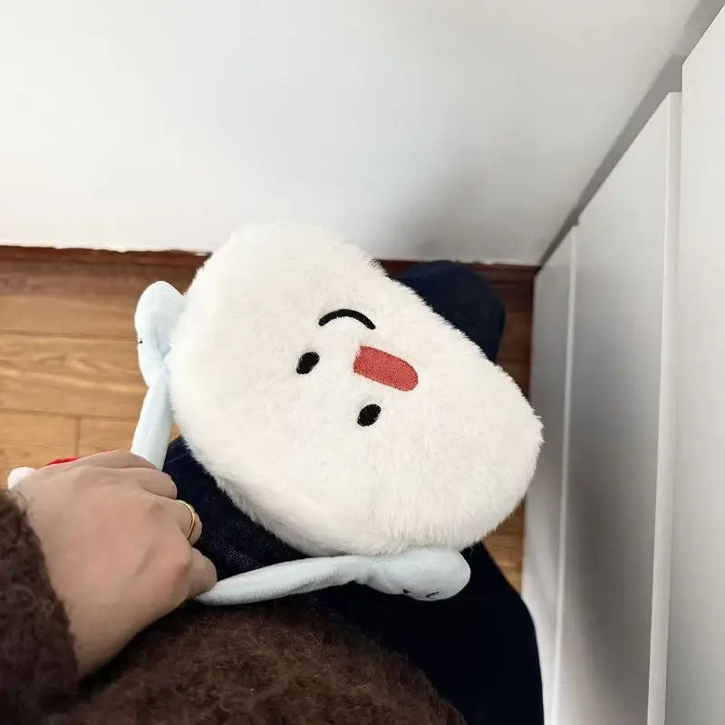 Cute Cartoon Snowman Plush Pen Case Kawaii Large Capacity Stationery Bag Multi-functional Storage Bag Stationery Supplies Zpaxo