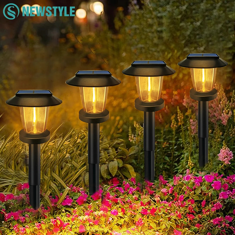 LED Bright Solar Landscape Pathway Lighting Outdoor Waterproof 3 Modes Solar Garden Lights for Yard Path Walkway Lawn Decoration Zpaxo