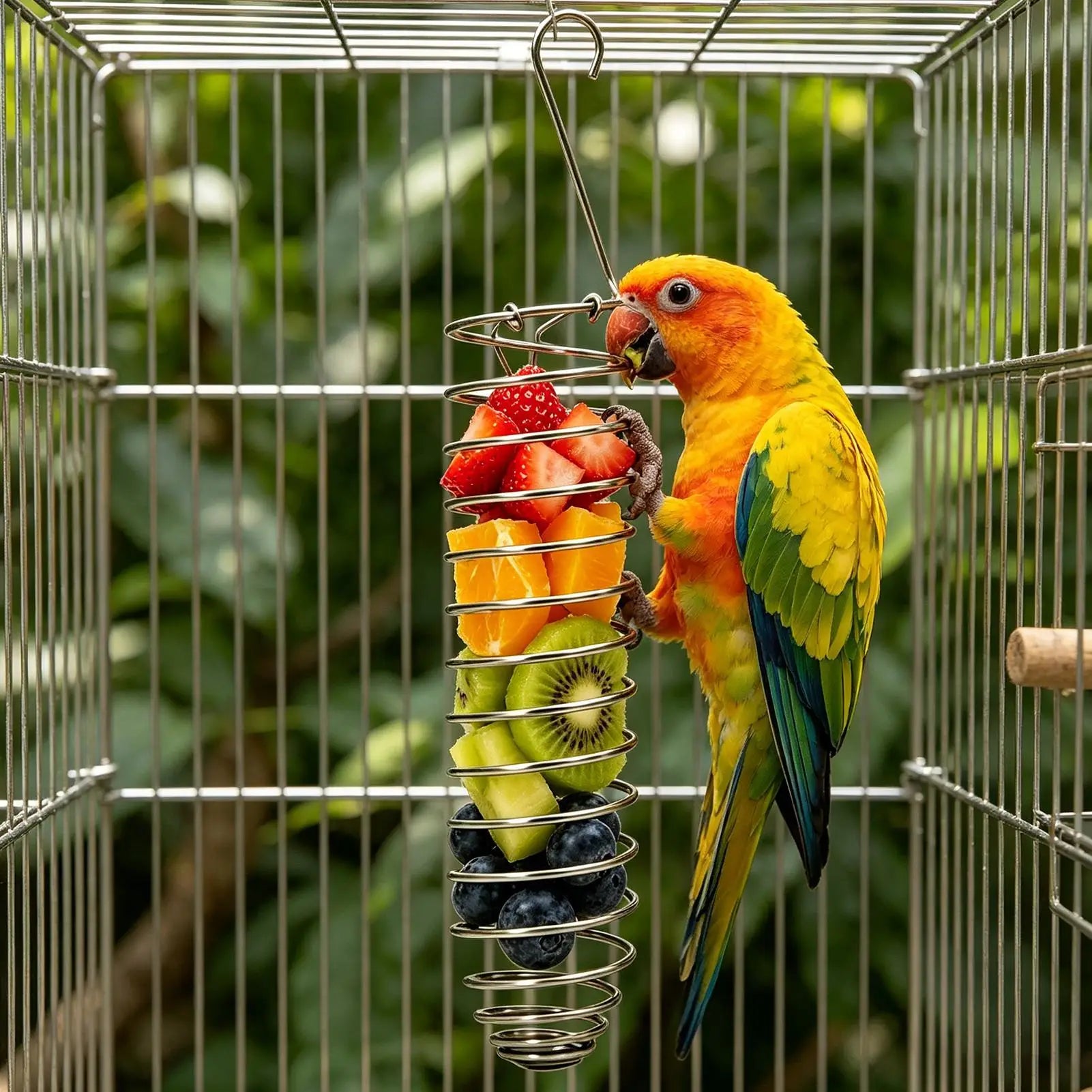 Stainless Millet Holder Bird Cage Foraging Supports Tray Anti Bite