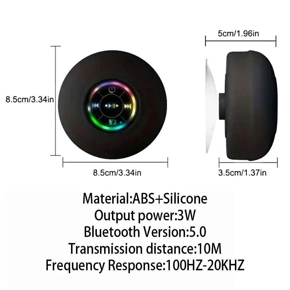 Mini Bluetooth Speaker Shower Subwoofer Waterproof Handsfree Loudspeaker With Suction Cup Mic For Bathroom Pool Beach Car Phone Zpaxo