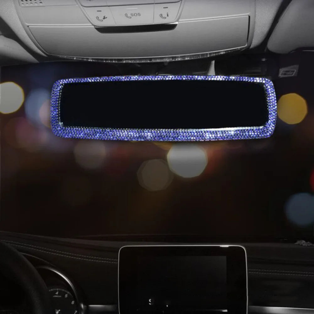 Bling Design Car Rearview Mirror Decor Full Rhinestone Shiny Crystal Zpaxo Blue