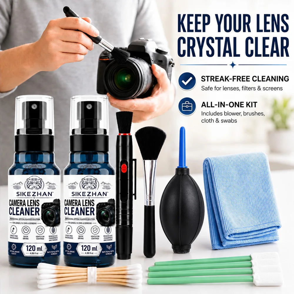 7 in 1 Camera Lens Cleaning Set 120ml Liquid Air Blower Sensor Cleaning Swab Microfiber Cloth Brush Tools for Mirrorless DSLR Zpaxo