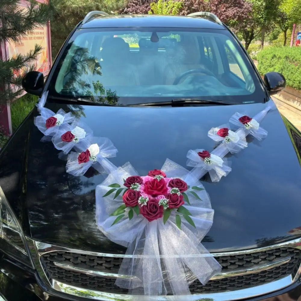 Multi-color Wedding Car Decoration Pollen-free Tulle Bow Artificial Zpaxo