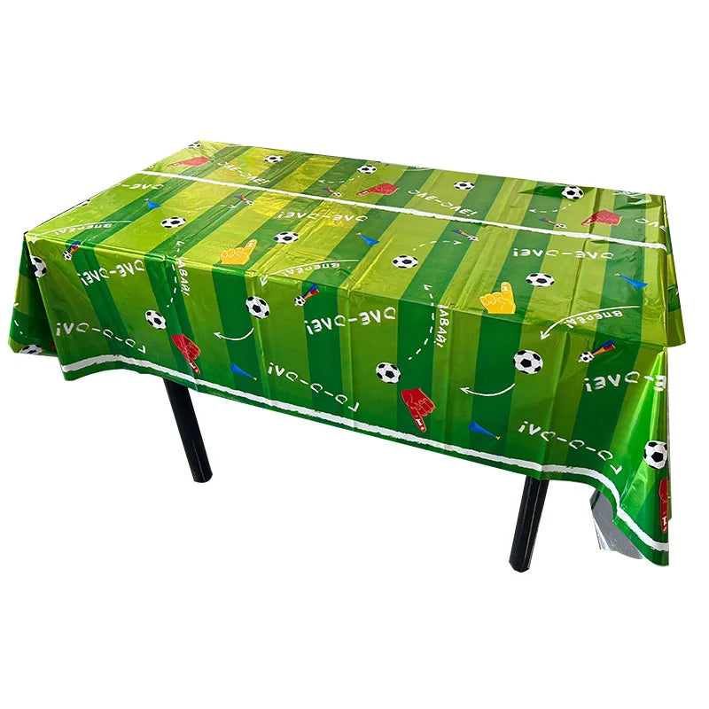 Disposable Football Theme Tablecloths Football Birthday Party Decorations Soccer Print Plastic Table Cover for Game Day Parties Zpaxo