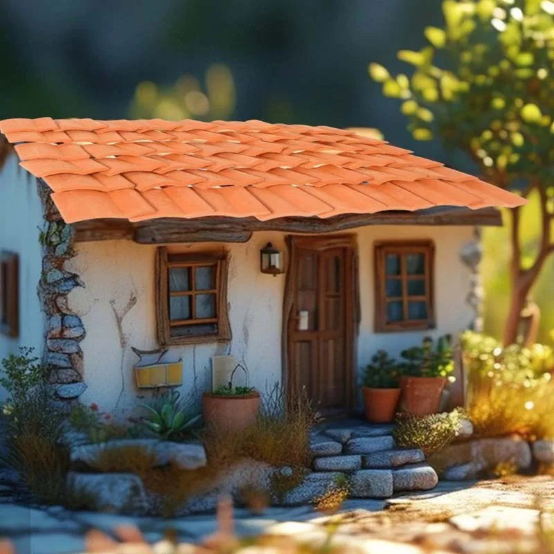 50pcs Mini Clay Red Roof Tiles – Miniature DIY Model Building Set Miniature Model Tiles Zpaxo