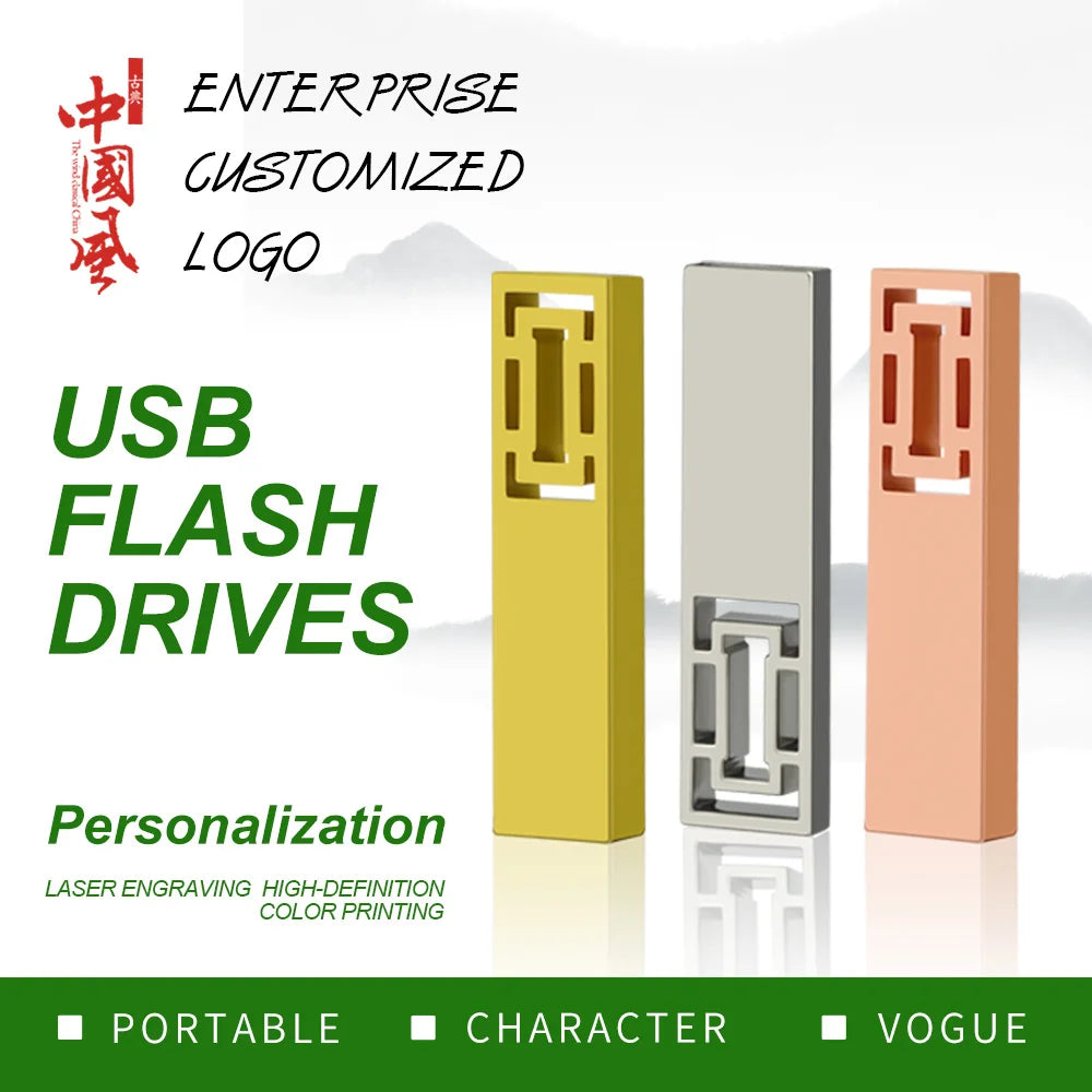 ZSUIT 10Pcs 3.0 USB Flash Drive 8GB 32GB Pendrive 128GB 64GB Custom LOGO Waterproof 2.0 USB Pen Drive Flash Metal Stick QBXC Zpaxo